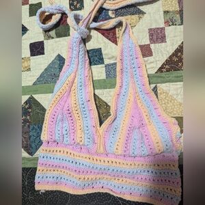 Hollister Sherbert Crochet halter top
